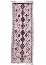 Moroccan-inspired hallway runner with vibrant colors and geometric patterns